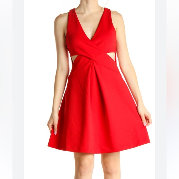 Express Dresses & Skirts - [Express] Red Cut-Out Fit And Flare Dress